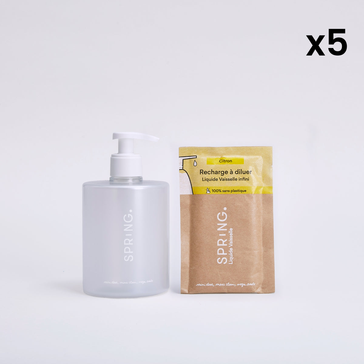Liquide vaisselle rechargeable Citron - Bouteille + recharge (x5)
