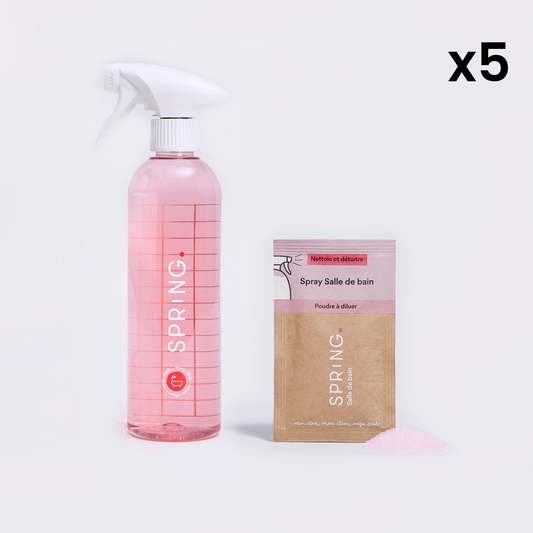 Spray nettoyant rechargeable Salle de bain - Bouteille + recharge (x5)
